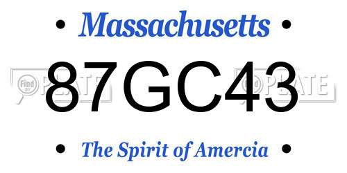 87GC43 Massachusetts License Plate