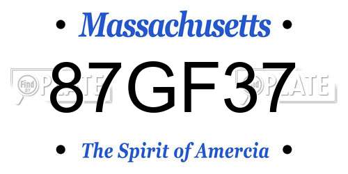 87GF37 Massachusetts License Plate