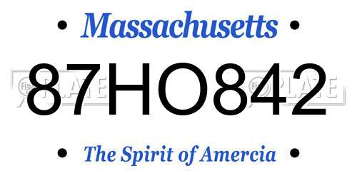 87HO842 Massachusetts License Plate