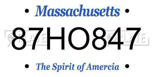 87HO847 Massachusetts License Plate