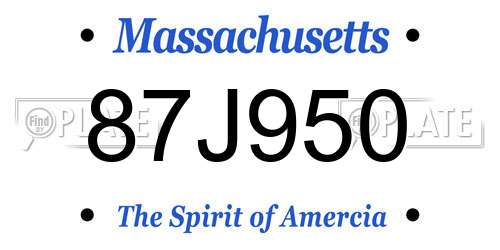 87J950 Massachusetts License Plate