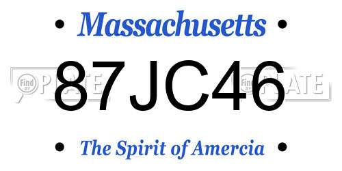 87JC46 Massachusetts License Plate