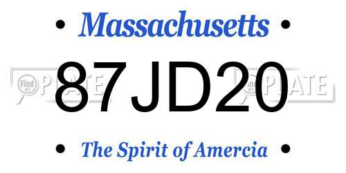87JD20 Massachusetts License Plate