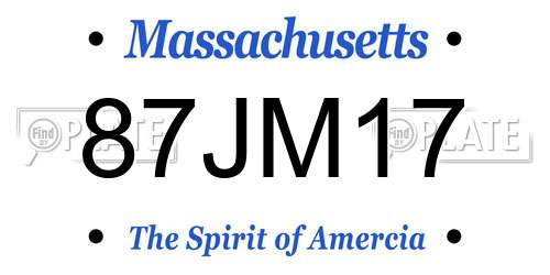 87JM17 Massachusetts License Plate