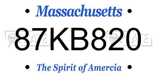 87KB820 Massachusetts License Plate