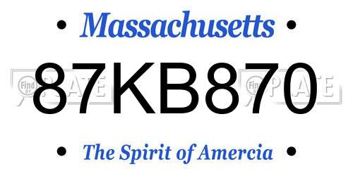 87KB870 Massachusetts License Plate