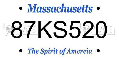87KS520 Massachusetts License Plate