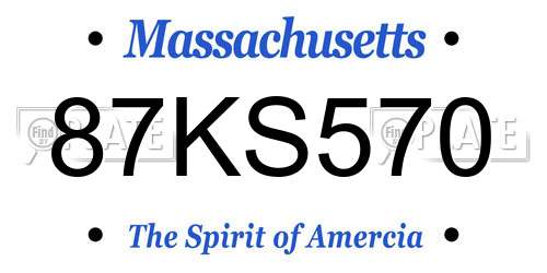87KS570 Massachusetts License Plate