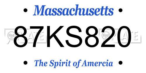 87KS820 Massachusetts License Plate