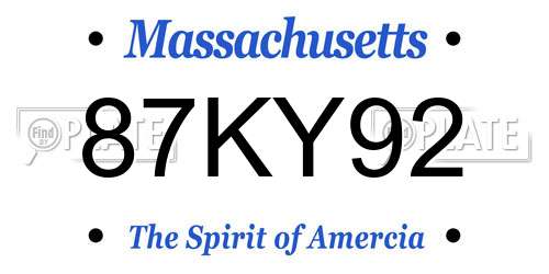 87KY92 Massachusetts License Plate