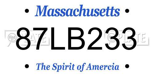 87LB233 Massachusetts License Plate