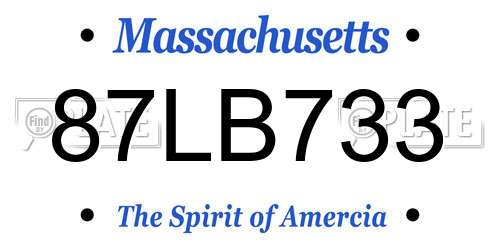 87LB733 Massachusetts License Plate