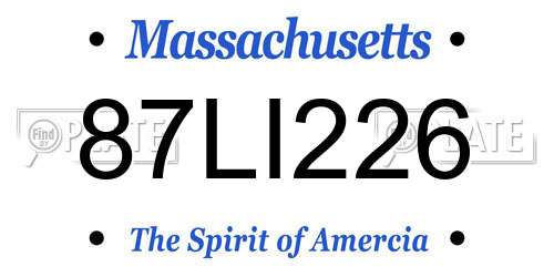 87LI226 Massachusetts License Plate