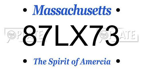 87LX73 Massachusetts License Plate