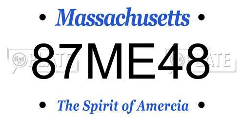 87ME48 Massachusetts License Plate