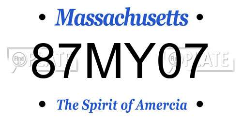 87MY07 Massachusetts License Plate