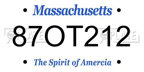 87OT212 Massachusetts License Plate