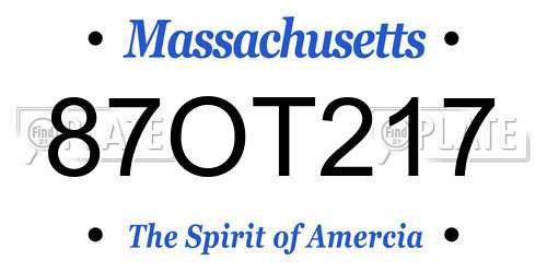 87OT217 Massachusetts License Plate
