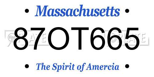 87OT665 Massachusetts License Plate