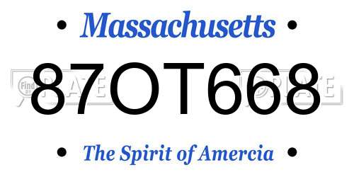 87OT668 Massachusetts License Plate