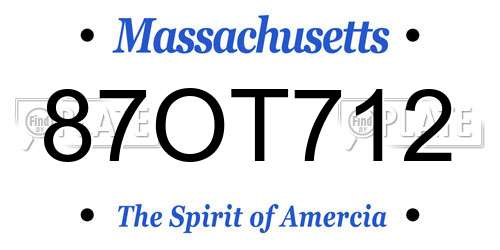 87OT712 Massachusetts License Plate