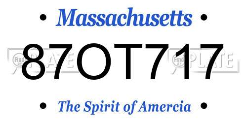 87OT717 Massachusetts License Plate
