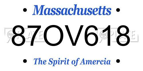 87OV618 Massachusetts License Plate