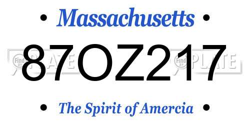 87OZ217 Massachusetts License Plate