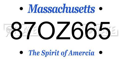 87OZ665 Massachusetts License Plate