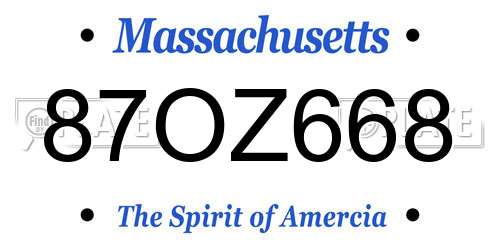 87OZ668 Massachusetts License Plate