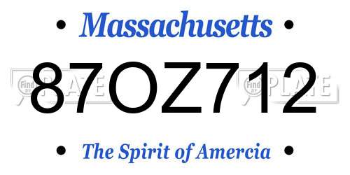 87OZ712 Massachusetts License Plate