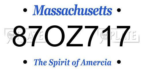 87OZ717 Massachusetts License Plate