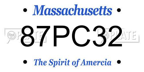87PC32 Massachusetts License Plate