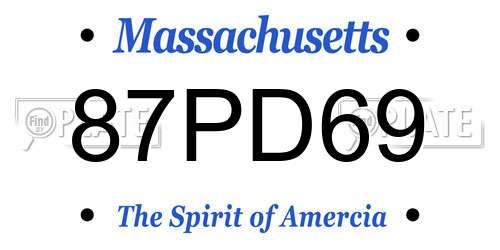 87PD69 Massachusetts License Plate