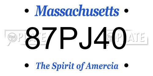 87PJ40 Massachusetts License Plate
