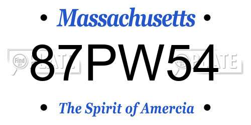 87PW54 Massachusetts License Plate