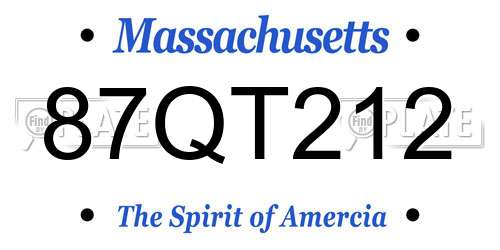 87QT212 Massachusetts License Plate
