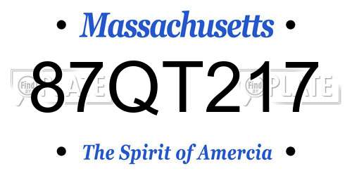 87QT217 Massachusetts License Plate