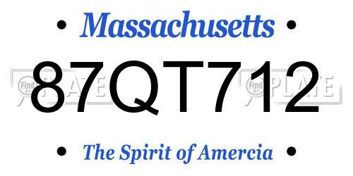 87QT712 Massachusetts License Plate