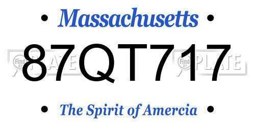 87QT717 Massachusetts License Plate