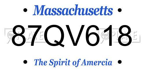 87QV618 Massachusetts License Plate