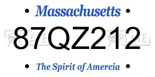 87QZ212 Massachusetts License Plate