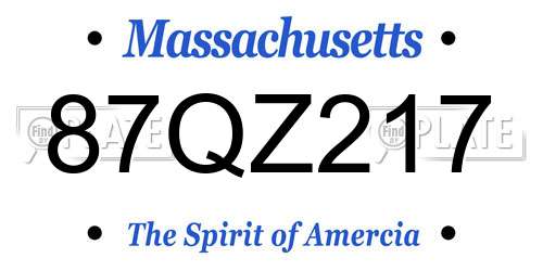 87QZ217 Massachusetts License Plate