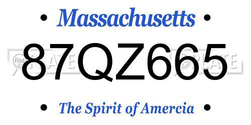 87QZ665 Massachusetts License Plate
