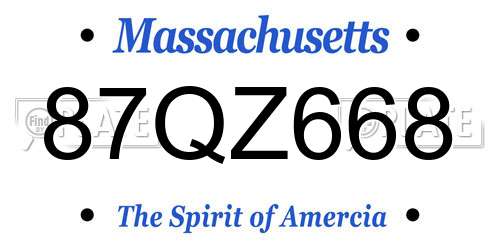 87QZ668 Massachusetts License Plate