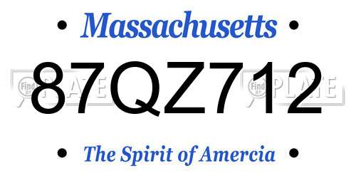 87QZ712 Massachusetts License Plate