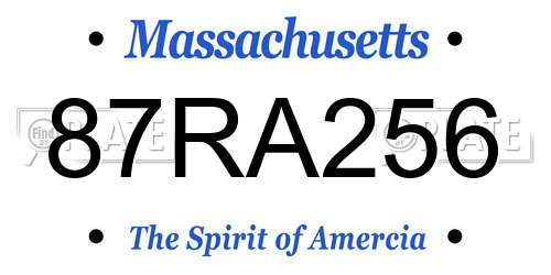 87RA256 Massachusetts License Plate
