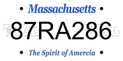 87RA286 Massachusetts License Plate