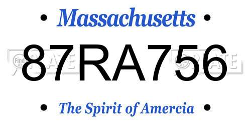 87RA756 Massachusetts License Plate