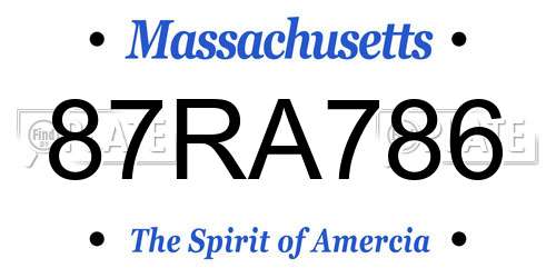87RA786 Massachusetts License Plate
